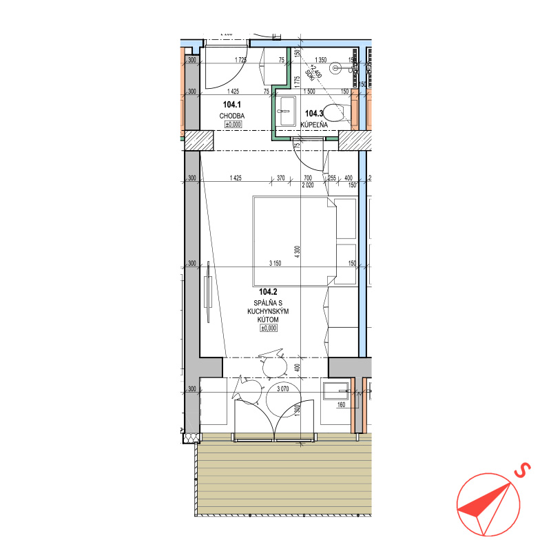 Pôdorys apartmánu A 104