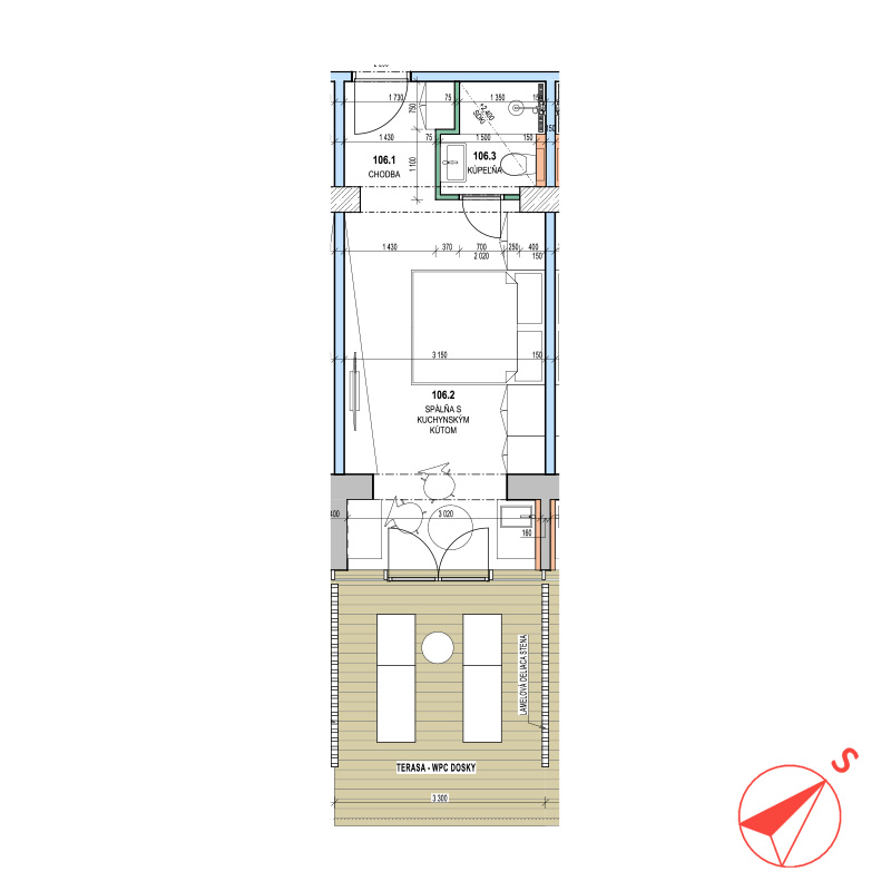 Pôdorys apartmánu A 106